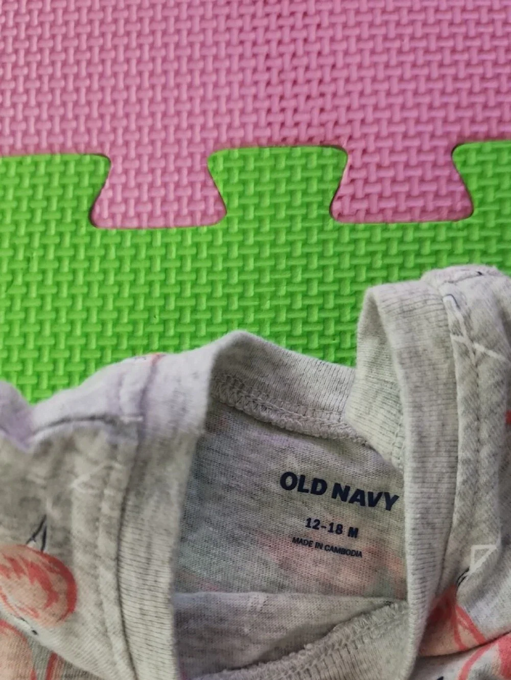 Old Navy Gray Dress with Pink Flamingo Print